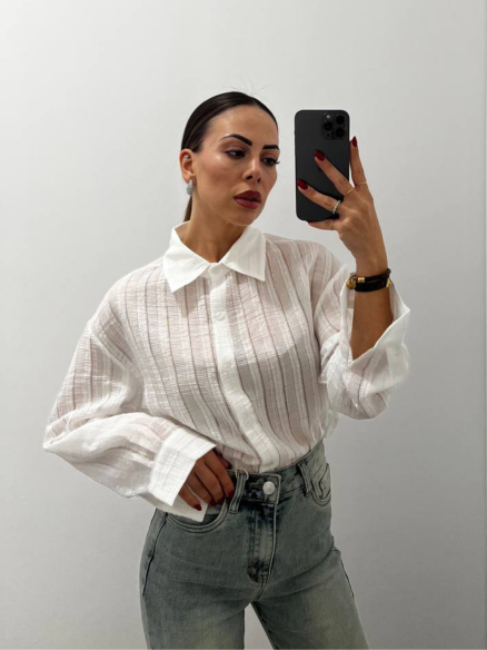 Camicia micro strass Bianca