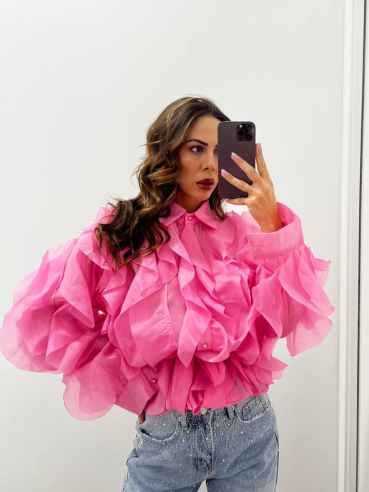 Blusa Rouches Rosa