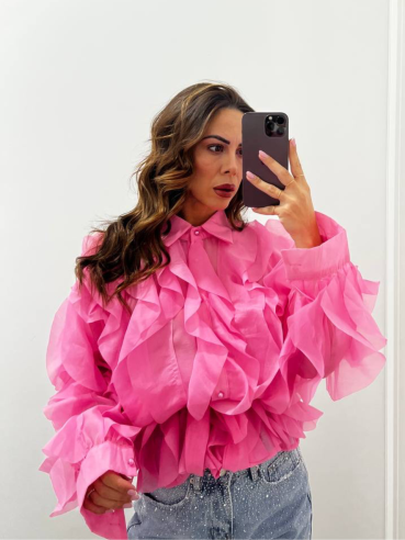 Blusa Rouches Rosa