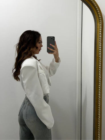Blazer crop Bianco