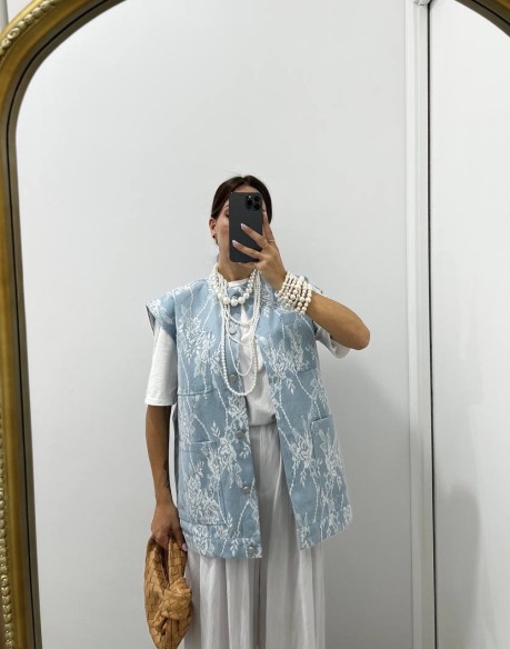 Gilet Denim-Pizzo Gilet Denim-Pizzo