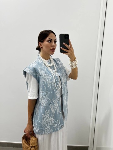 Gilet Denim-Pizzo