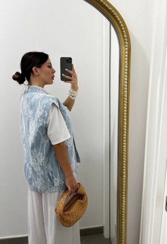 Gilet Denim-Pizzo