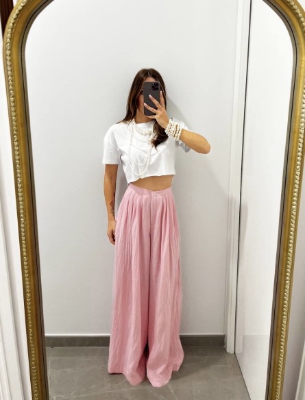 Pantalone Lino Rosa