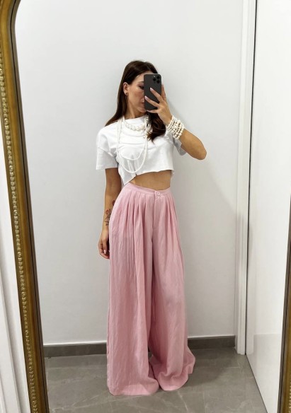Pantalone Lino Rosa