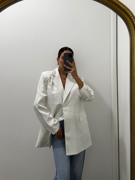 Blazer Strass Bianco