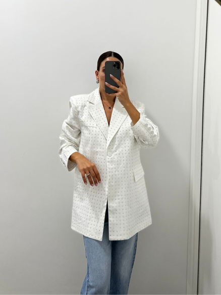 Blazer Strass Bianco