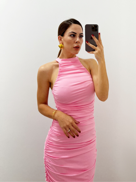 Midi Dress drappeggio Barbie
