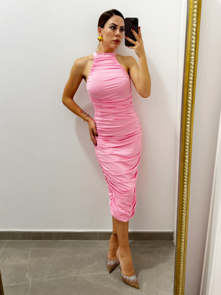 Midi Dress drappeggio Barbie