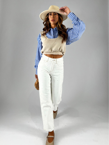 Jeans H3053 Bianco-Strass