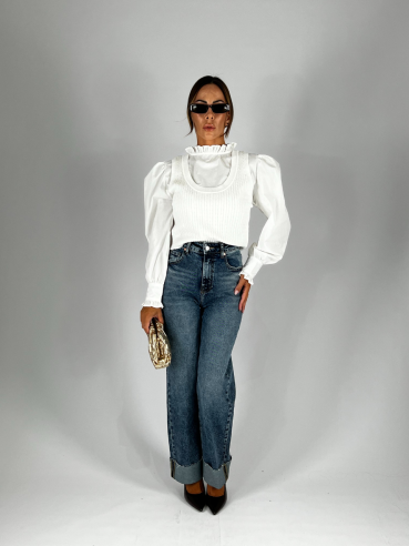 Coord-Set Crop Top-Camicia Bianca