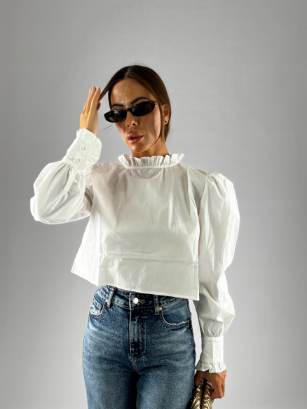 Coord-Set Crop Top-Camicia Bianca