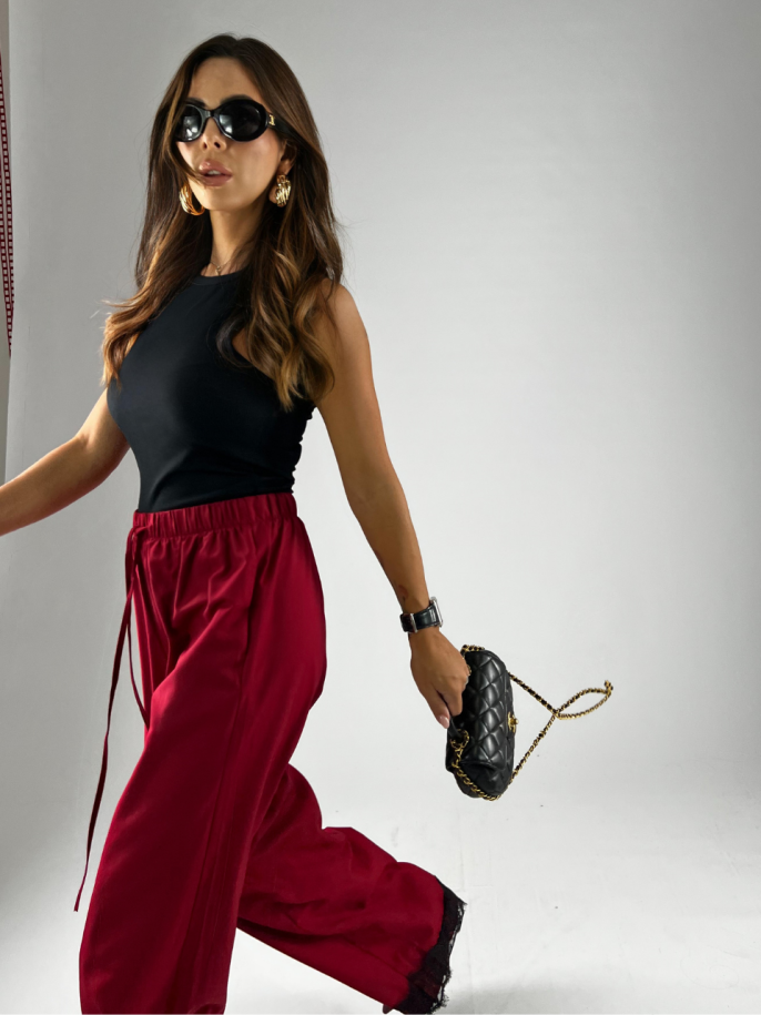 Pantalone Pizzo Bordeaux 2