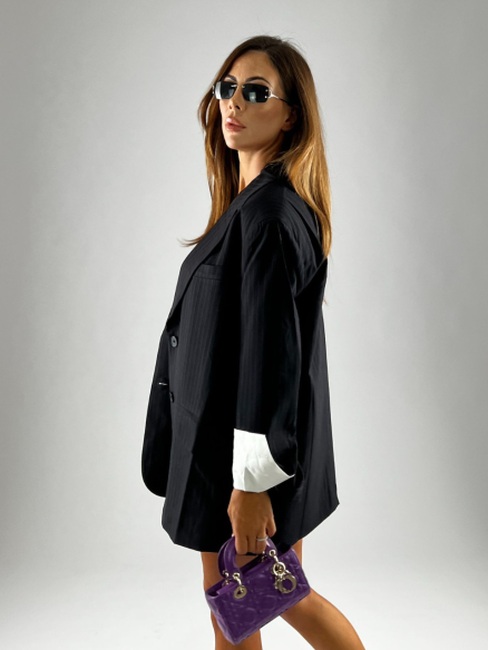 Blazer Over Gessato Nero Blazer Over Gessato Nero