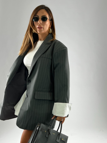 Blazer Gessato Grigio Blazer Gessato Grigio