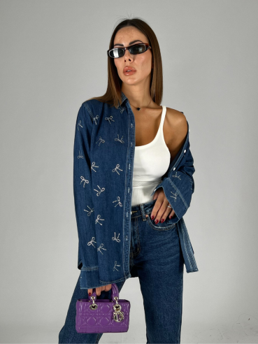Camicia Denim Flake-Strass