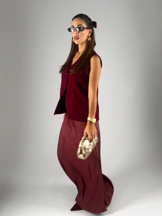 Gonna Midi Satin Bodeaux 2