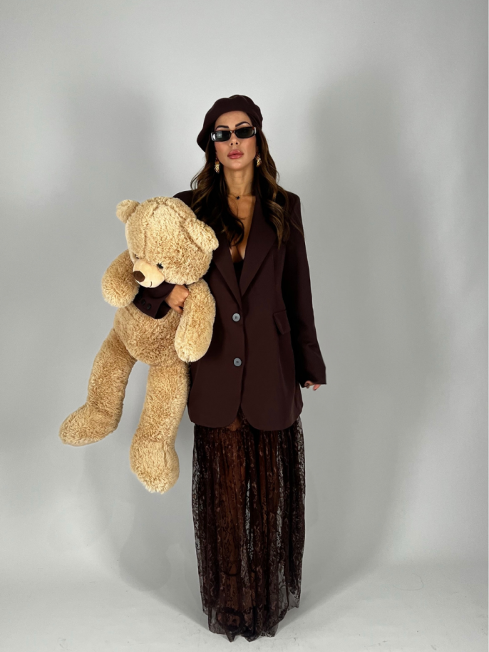 Gonna Longuette Pizzo Marrone 2