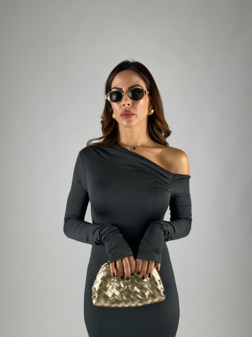 Maxi dress guanto grigio