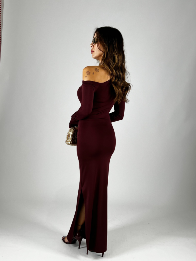 Maxi dress guanto bordeaux 2