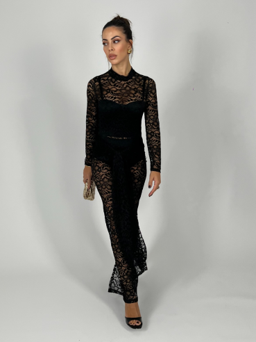 Maxi Dress Pizzo Nero
