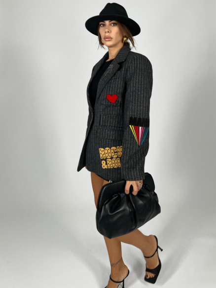 Coat Blazer Patch Grigio Coat Blazer Patch Grigio
