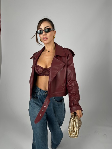 Trench Crop Similpelle Bordeaux Trench Crop Similpelle Bordeaux