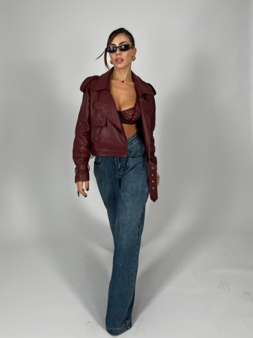 Trench Crop Similpelle Bordeaux