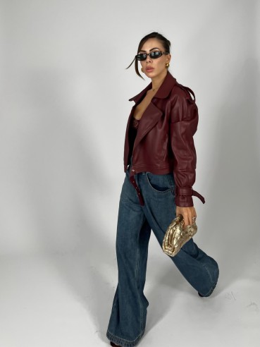 Trench Crop Similpelle Bordeaux