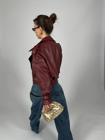 Trench Crop Similpelle Bordeaux