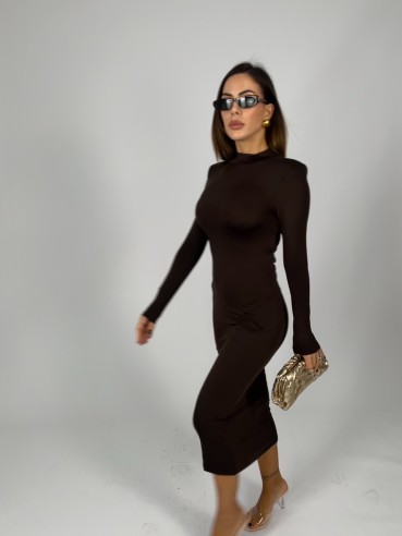 Midi dress Scollo Retro MARRONE