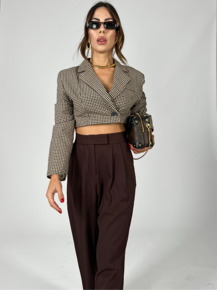 Blazer Crop Quadri Blazer Crop Quadri