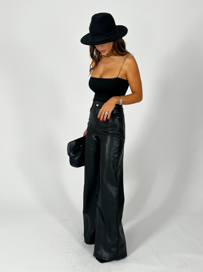 Pantalone Wide Ecopelle Nero 2