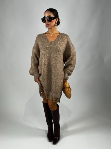 Maxi Pull Pizzo Camel Maxi Pull Pizzo Camel