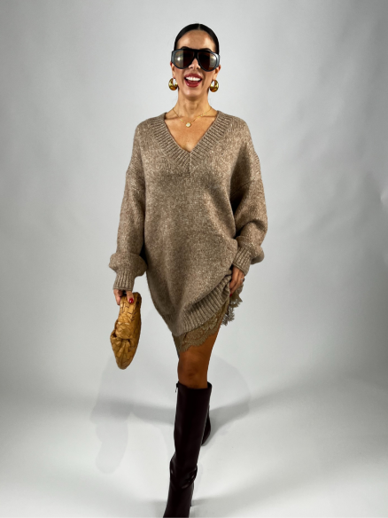 Maxi Pull Pizzo Camel Maxi Pull Pizzo Camel