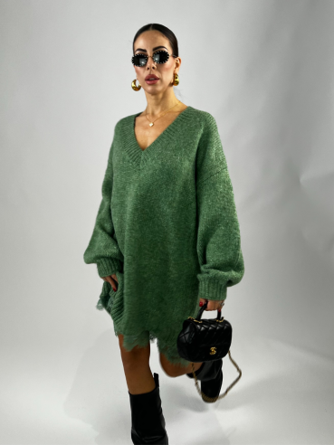 Maxi Pull Pizzo Verde