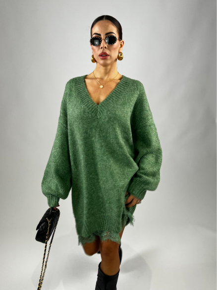 Maxi Pull Pizzo Verde Maxi Pull Pizzo Verde