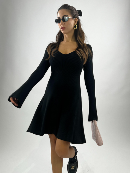 Mini Dress Costine Nero Mini Dress Costine Nero