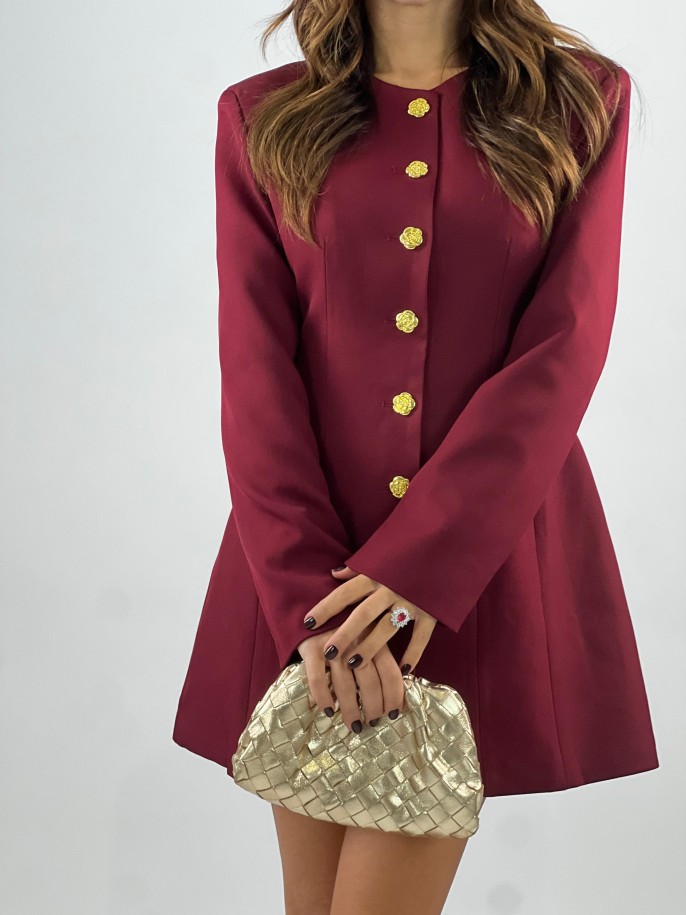 Dress Peonia Bordeaux Manica Lunga 2