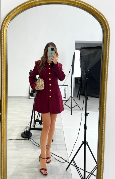 Dress Peonia Bordeaux Manica Lunga Dress Peonia Bordeaux Manica Lunga