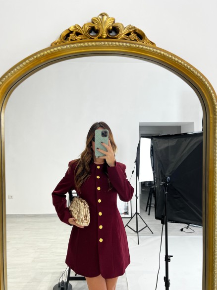 Dress Peonia Bordeaux Manica Lunga Dress Peonia Bordeaux Manica Lunga