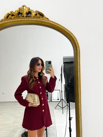 Dress Peonia Bordeaux Manica Lunga Dress Peonia Bordeaux Manica Lunga