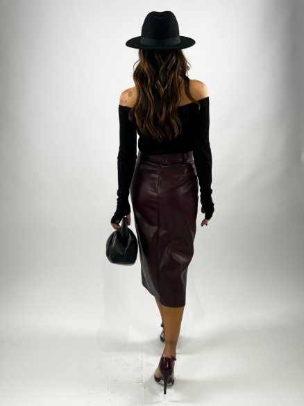 Longuette pelle Bordeaux Longuette pelle Bordeaux