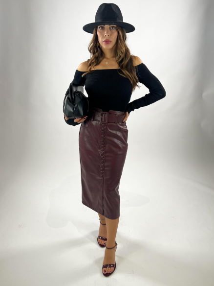 Longuette pelle Bordeaux Longuette pelle Bordeaux