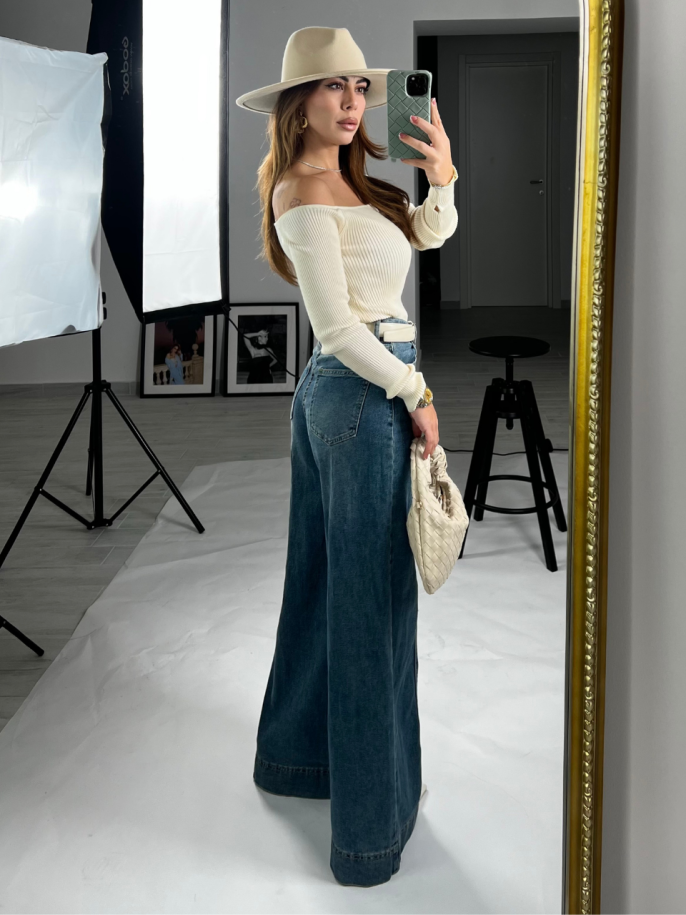 Jeans palazzo sabbiato 8560 2