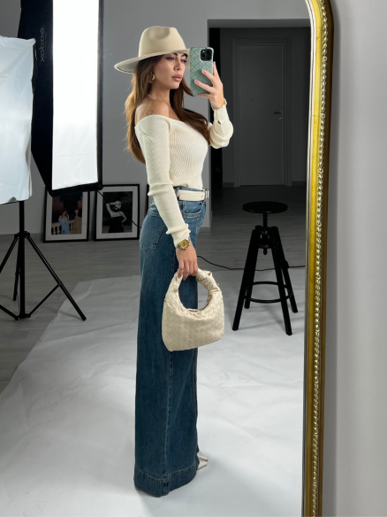 Jeans palazzo sabbiato 8560