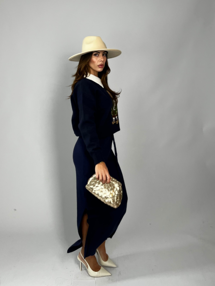 Gonna longuette in lana