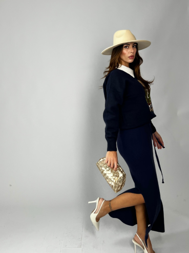 Gonna longuette in lana