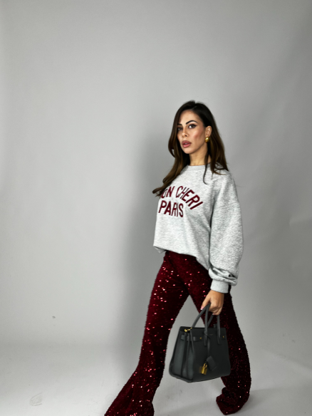 Felpa Mon Cheri Grigia