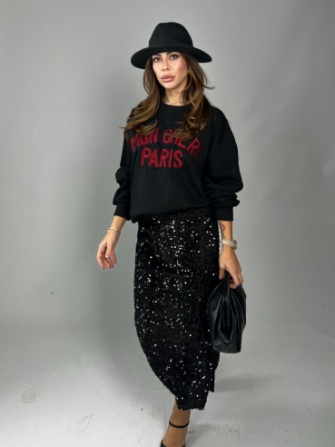 Longuette paillettes nera